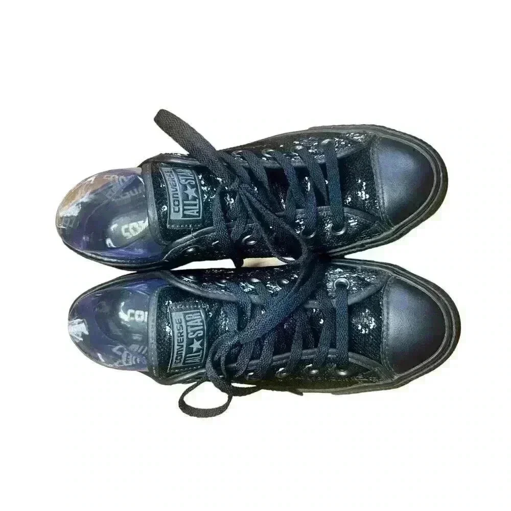 Converse All Star Chuck Taylor Sneakers Women 8.5 Black Sequin Fashion Shoes